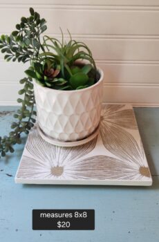 Decorative Tile Display Pedestal with Wood Legs