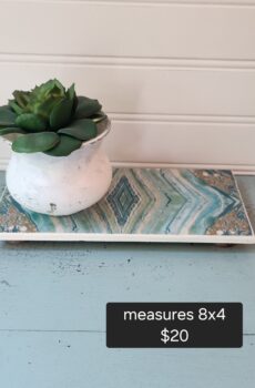 Decorative Tile Display Pedestal with Wood Legs