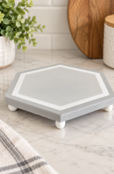 Handcrafted Tile Trivet/Pedestal with Wooden Feet | Crafted in the USA