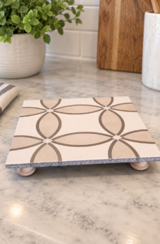 Handcrafted Tile Trivet/Pedestal with Wooden Feet | Crafted in the USA