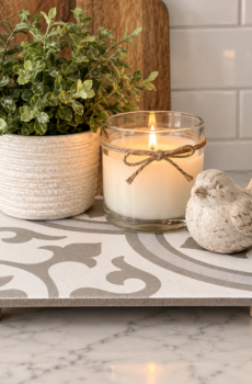 Handcrafted Tile Trivet/Pedestal with Wooden Feet | Crafted in the USA