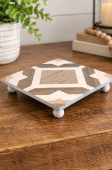 Handcrafted Tile Trivet/Pedestal with Wooden Feet | Crafted in the USA