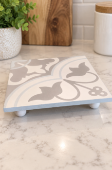 Handcrafted Tile Trivet/Pedestal with Wooden Feet | Crafted in the USA