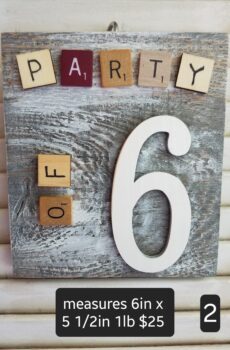 "Party of 6" Solid Wood Family Plaque (4 Options)