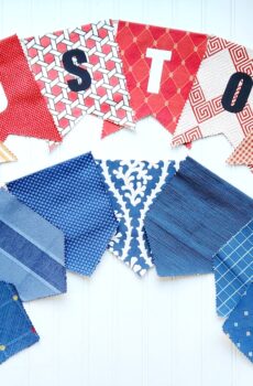 Handcrafted Fabric Blue Pattern Banners with Your Special Message