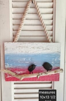 Driftwood & Rock Bird Painting – Coastal Serenity - Crafted in the USA