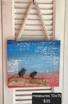 Driftwood & Rock Bird Painting – Coastal Serenity - Crafted in the USA