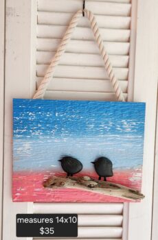 Driftwood & Rock Bird Painting – Coastal Serenity - Crafted in the USA