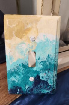 Coastal Acrylic Pour Wood Light Switch Cover – Ocean Wave Wall Plate Beach Home Decor - Painted in the USA!