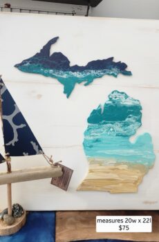 Hand-Painted Michigan Wall Art – Acrylic Pour on Solid Wood | Coastal Vibes - Made in the USA