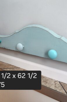 Vintage Repurposed Headboard Wall Hook Rack – Shabby Chic Aqua Entryway or Towel Rack