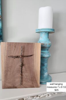 Solid Wood Barbwire Cross Plaque – Wall Hanging Rustic Christian Decor – Handmade in the USA