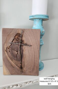 Solid Wood Barbwire Cross Plaque – Wall Hanging Rustic Christian Decor – Handmade in the USA