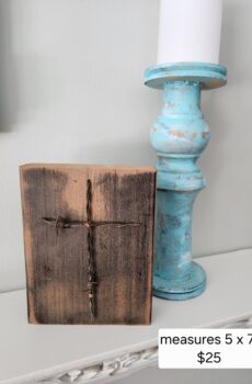 Solid Wood Barbwire Cross Plaque – Freestanding Rustic Christian Decor – Handmade in the USA