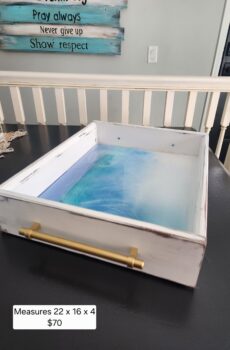 Solid Wood Serving Tray with Lake-Inspired Resin Design - Crafted in the USA