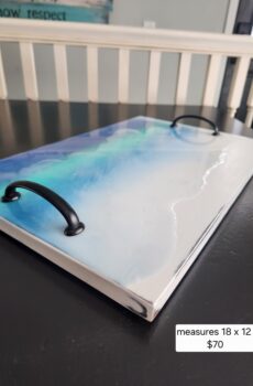 Resin Lake Serving Tray on Solid Wood with Handles - Crafted in the USA