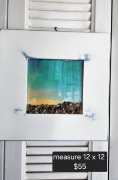 Lake-Inspired Resin Art on Solid Wood with Natural Stone - Crafted in the USA