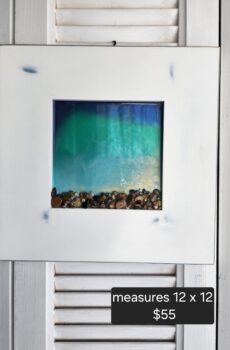 Lake-Inspired Resin Art on Solid Wood with Natural Stone - Crafted in the USA