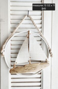 Rustic Driftwood Sailboat Wall Hanging with Rope – Coastal Nautical Lake House Decor - Made in the USA