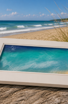 Handmade Wood & Epoxy Resin Serving Tray – Ocean Water Design - Crafted in the USA