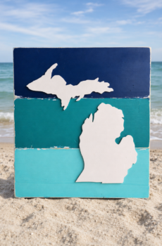 Michigan Wall Art on Solid Wood – Coastal Style - Made in the USA