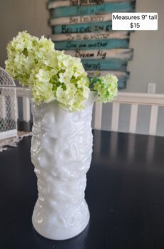 Vintage Milk Glass Vase 9” Tall
