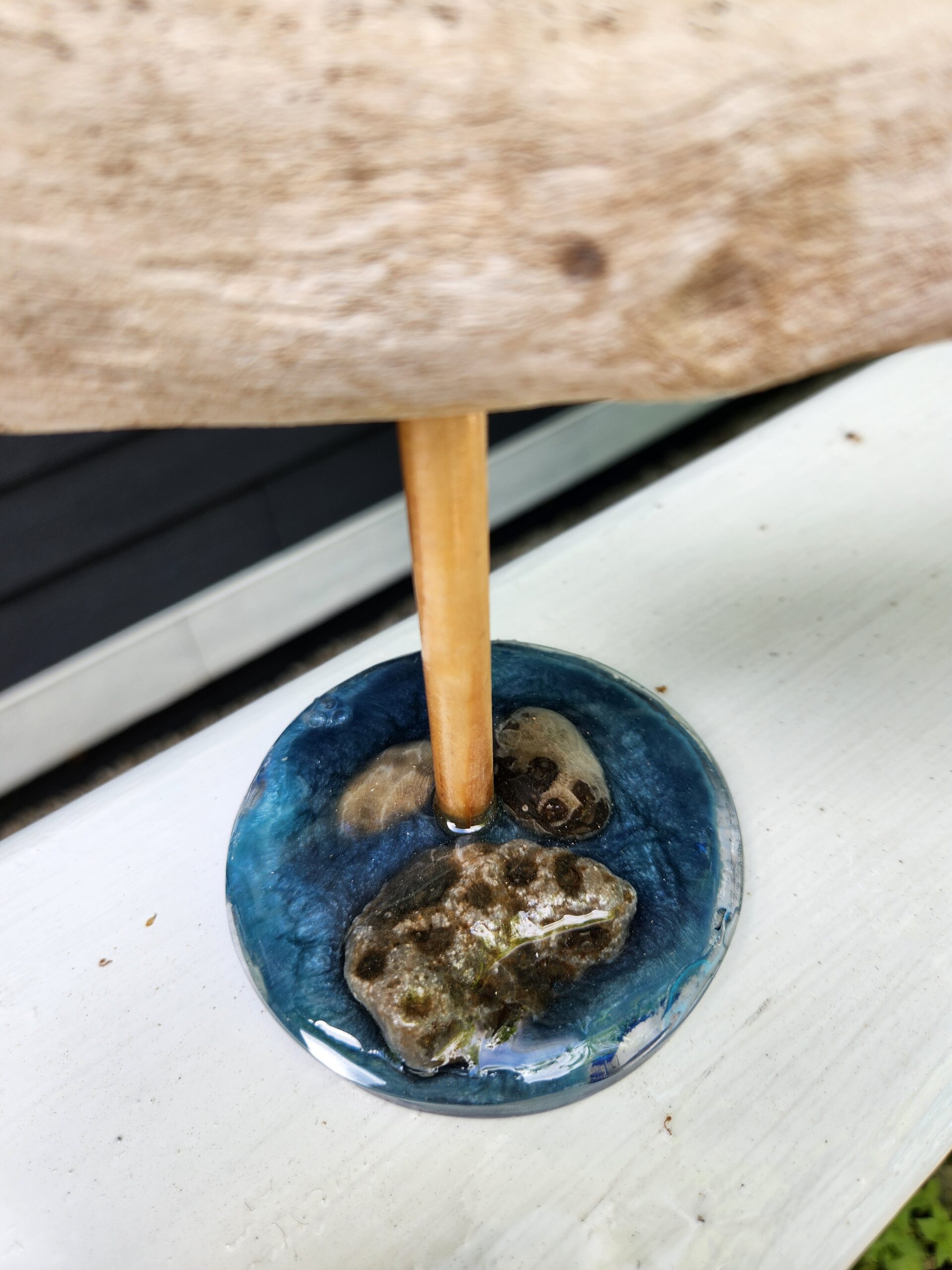 New Driftwood Sailboat Figurine with Petoskey Stone Base - Made in the USA - Image 2
