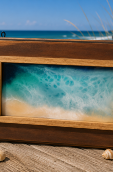 Framed Resin Lake Art – Handmade Coastal Wall Decor - Crafted in the USA