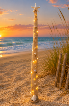 Coastal Charm Driftwood Christmas Tree – With Battery-Powered Lights | Made in the USA