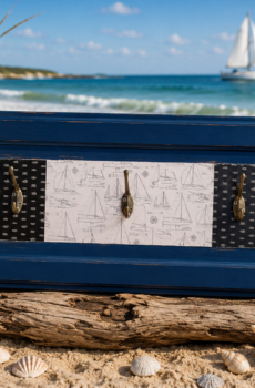 Nautical-Themed Solid Wood Garment Rack