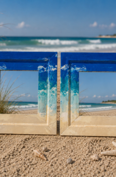 Wall Mirrors Set with Acrylic Pour Beach Scene