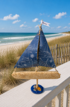 Handcrafted Driftwood Sailboat with Michigan Flag – Nautical Coastal Décor - Made in the USA