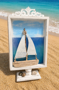 Handcrafted Driftwood Sailboat Wall Art – Coastal Epoxy Resin Lake Decor - Crafted in the USA