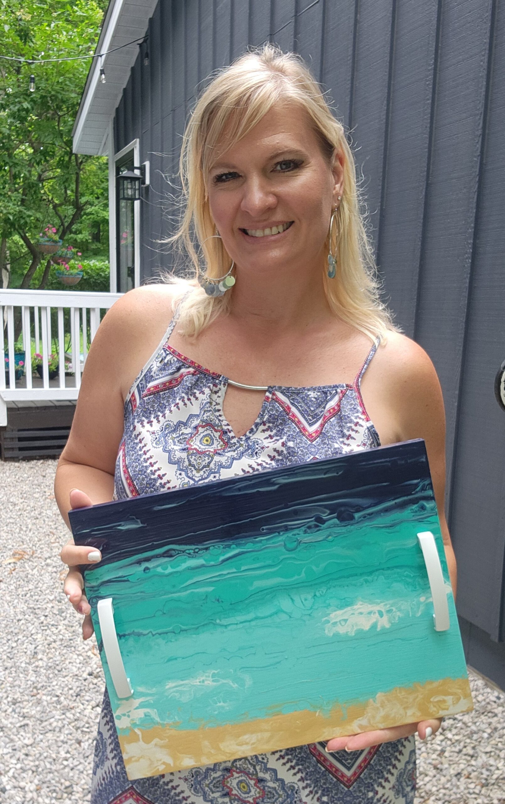 Great Lakes Inspired Hand-Painted Serving Tray – Coastal Lake House Decor - Made in the USA - Image 2