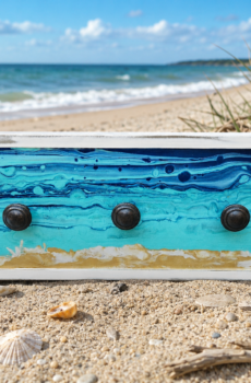 Coastal Great Lake Wall Rack with Hooks – Handmade Beach Décor - Made in the USA