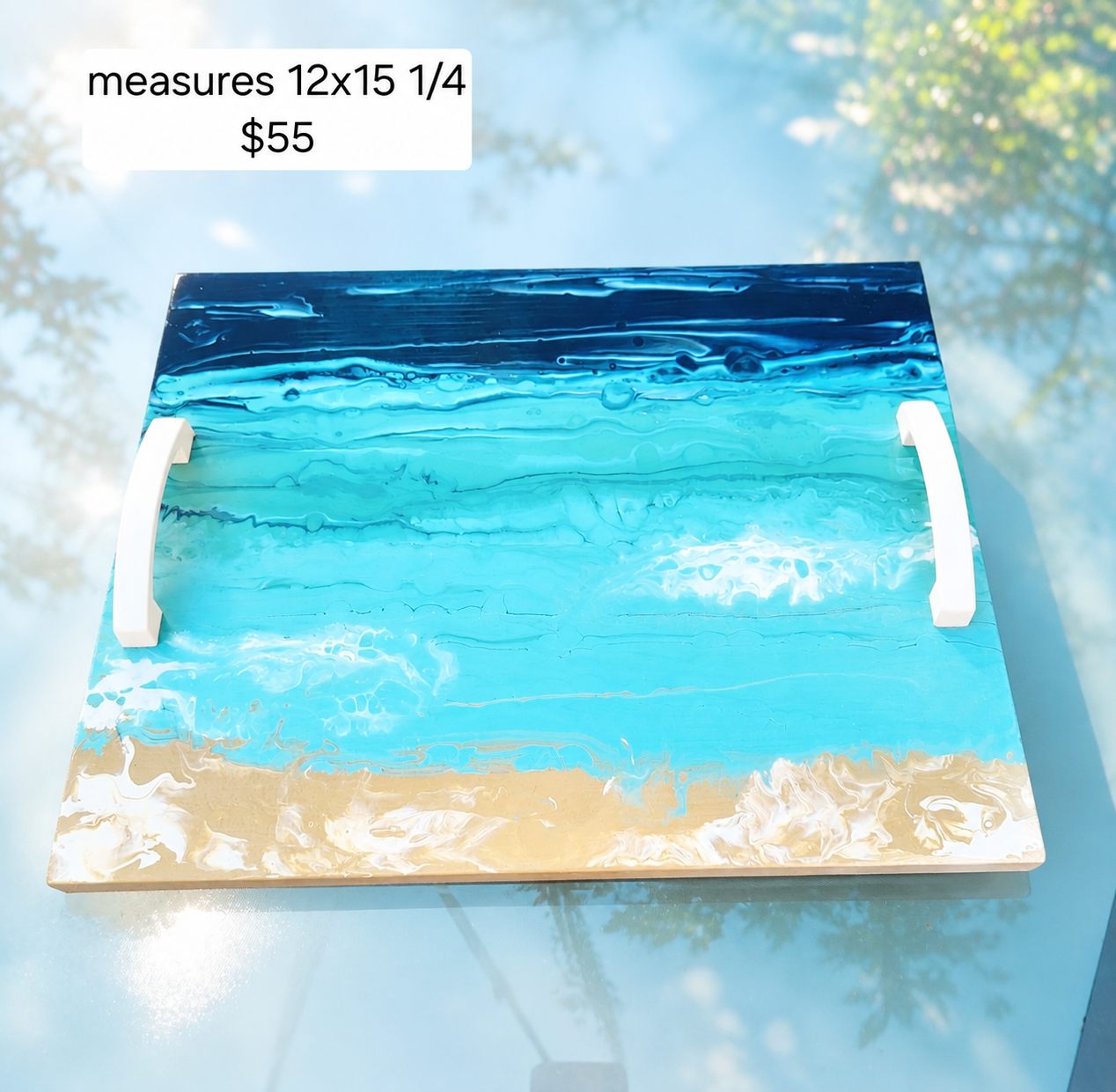 Great Lakes Inspired Acrylic Pour Serving Tray - Made in the USA - Image 2