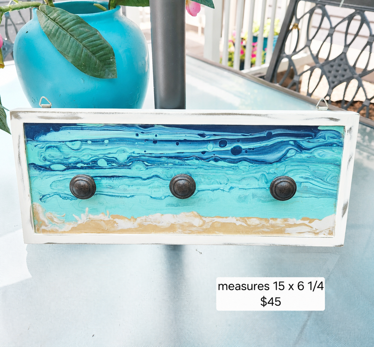 Coastal Great Lake Wall Rack with Hooks – Handmade Beach Décor - Made in the USA - Image 2