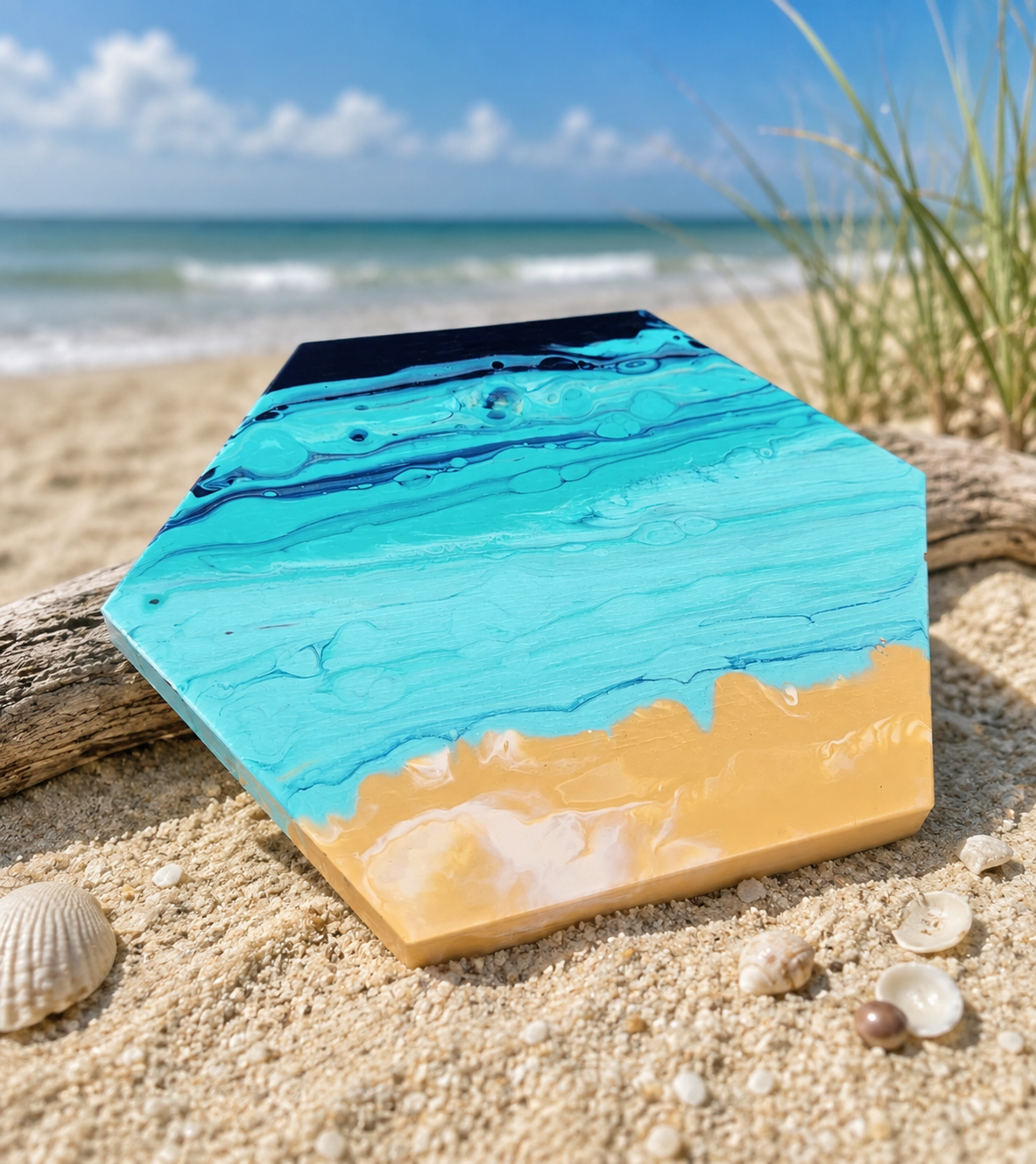 Great Lakes-Inspired Pedestal | Handmade Michigan Lake Decor