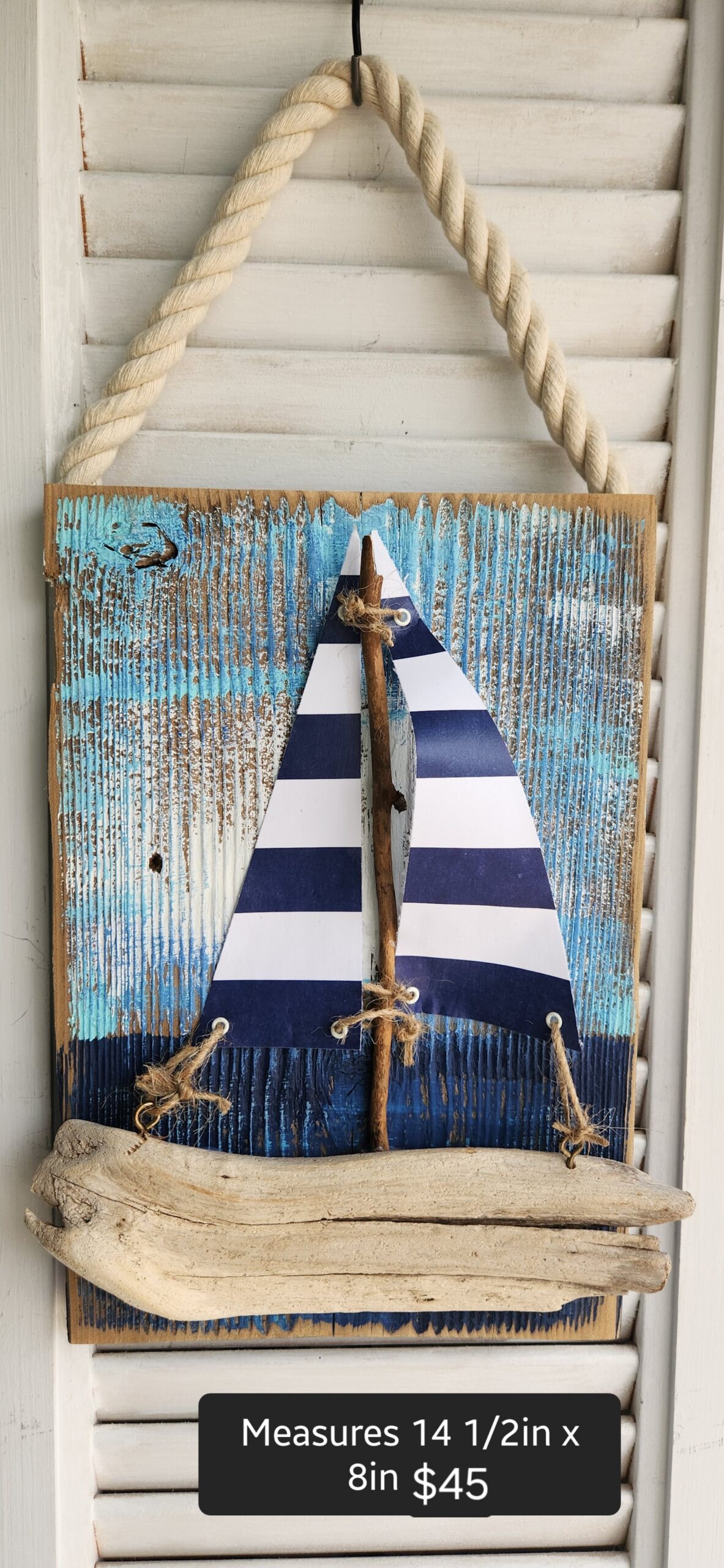 Handmade Driftwood Sailboat Wall Decor – Coastal Nautical Art - Made in the USA - Image 2