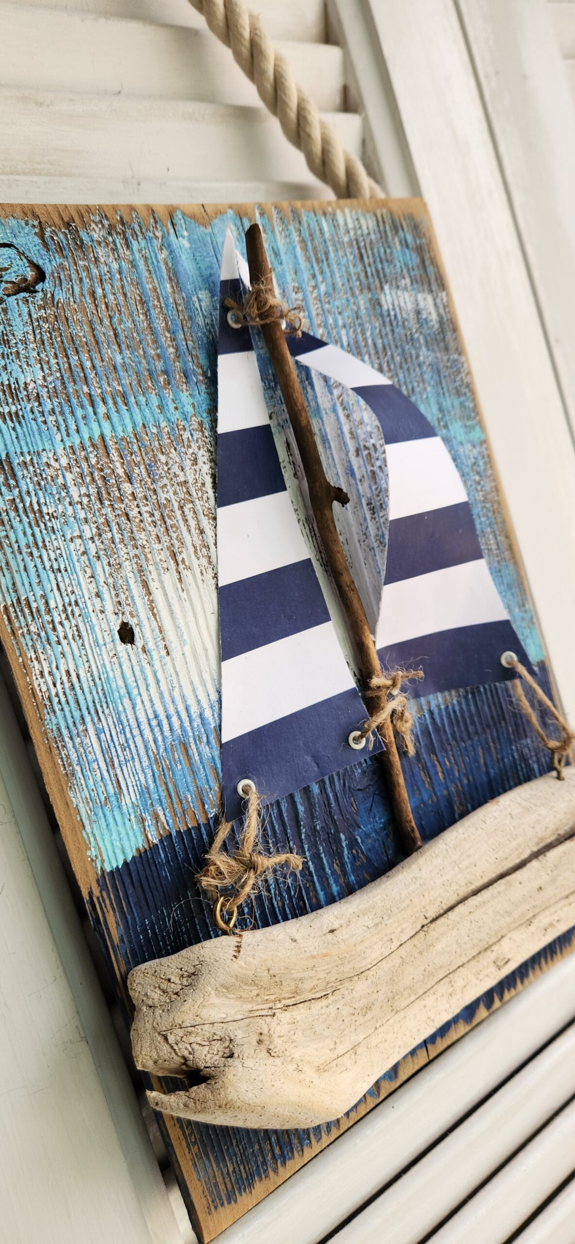 Handmade Driftwood Sailboat Wall Decor – Coastal Nautical Art - Made in the USA - Image 3