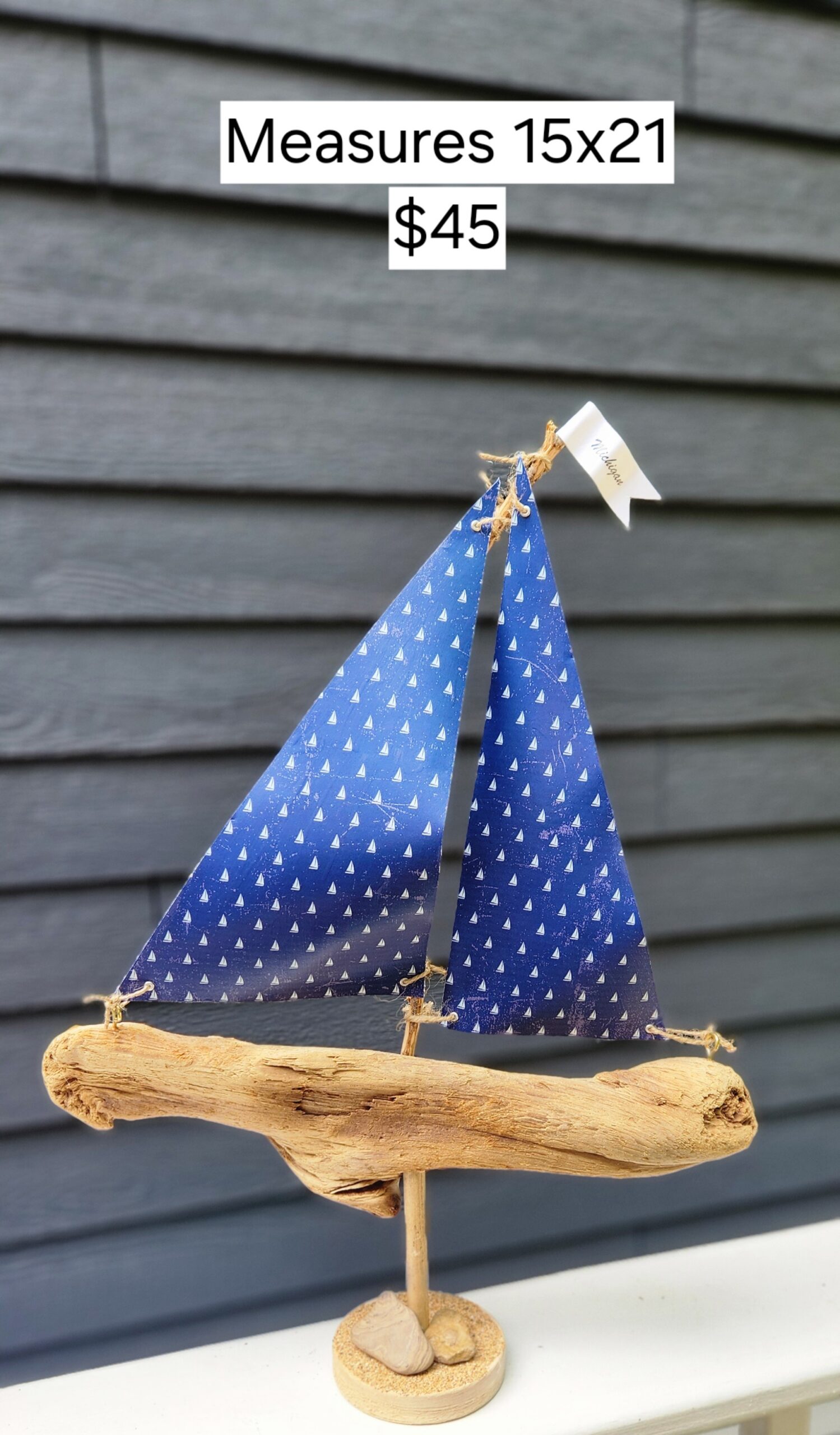 Handmade Driftwood Sailboat – Coastal Nautical Decor- Made in the USA - Image 2