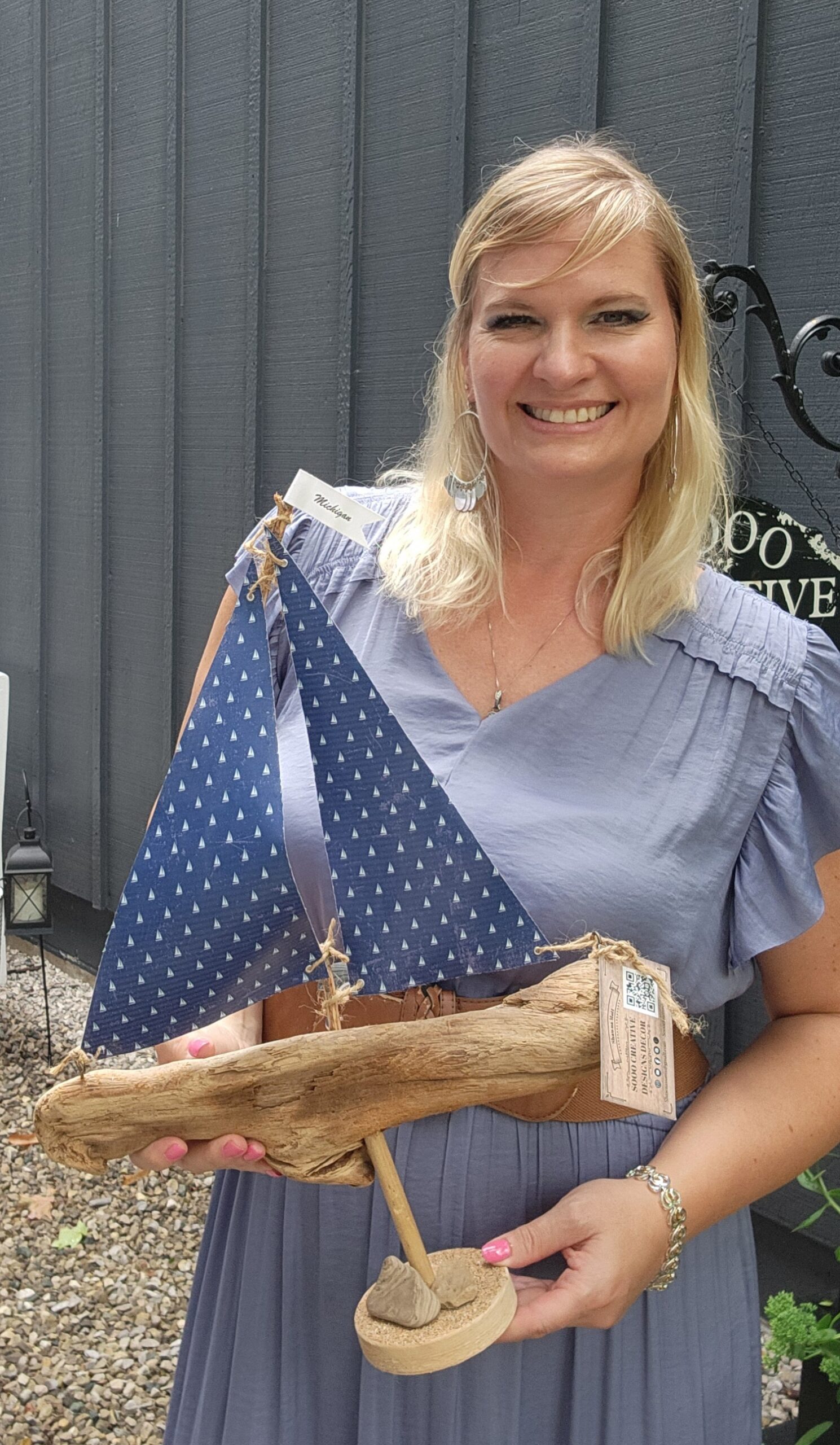 Handmade Driftwood Sailboat – Coastal Nautical Decor- Made in the USA - Image 5