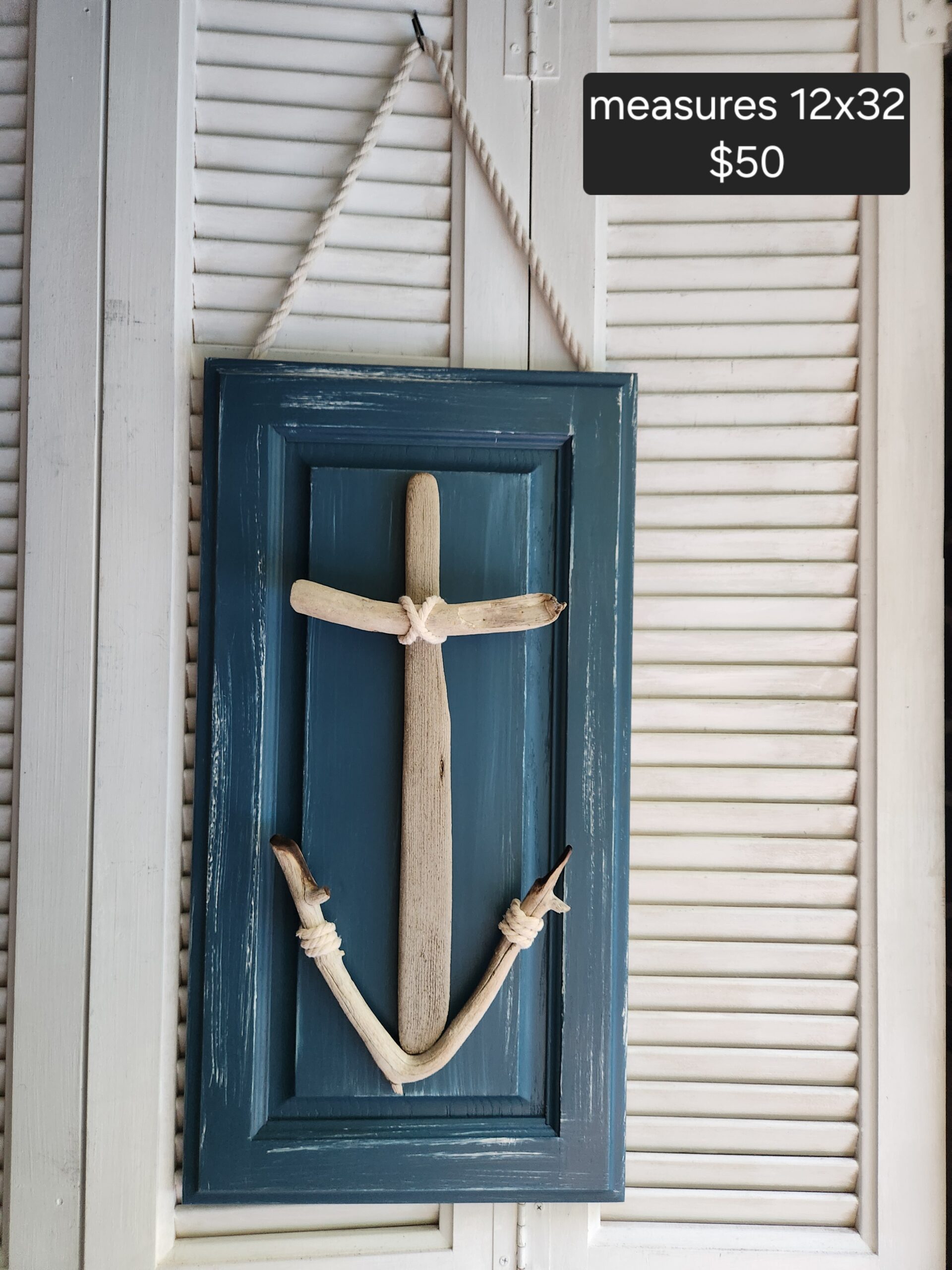 Handmade Driftwood Anchor Wall Decor | Coastal Nautical Wall Art - Image 3