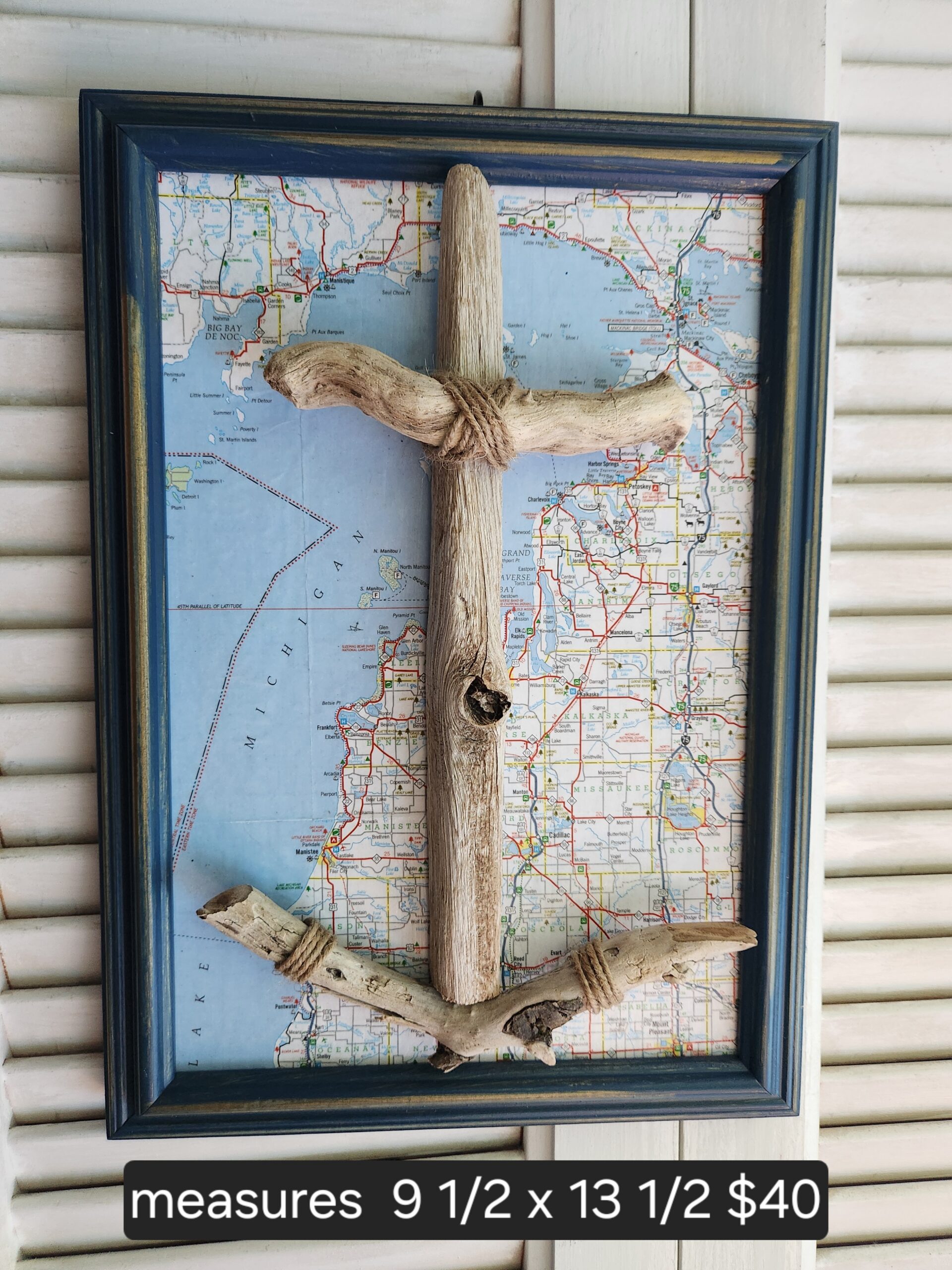 Handmade Driftwood Anchor Wall Art – Michigan Map Coastal Lake House Decor - Image 3