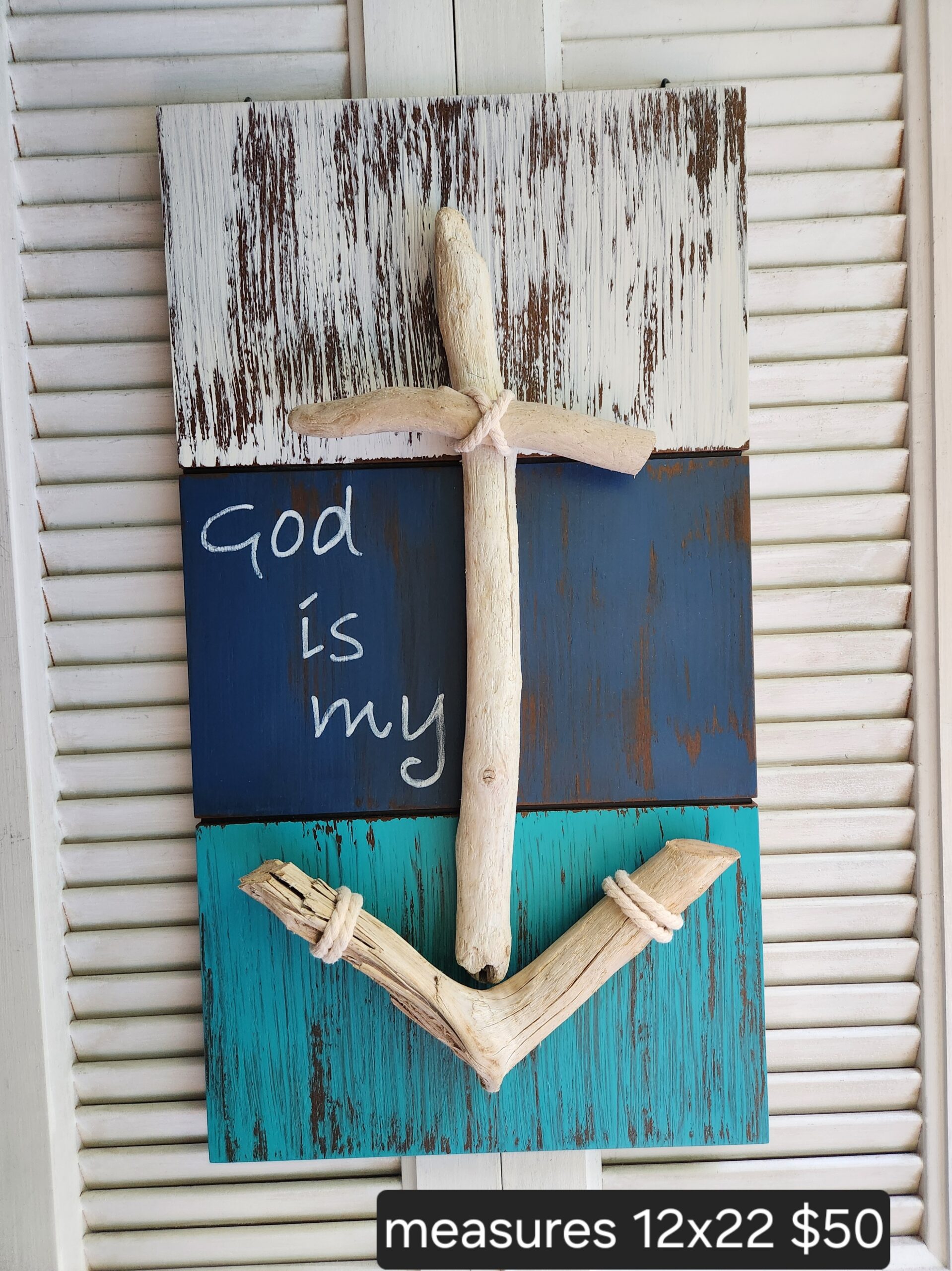 Rustic Driftwood Anchor Wall Decor | Christian Coastal Wall Art - Image 3