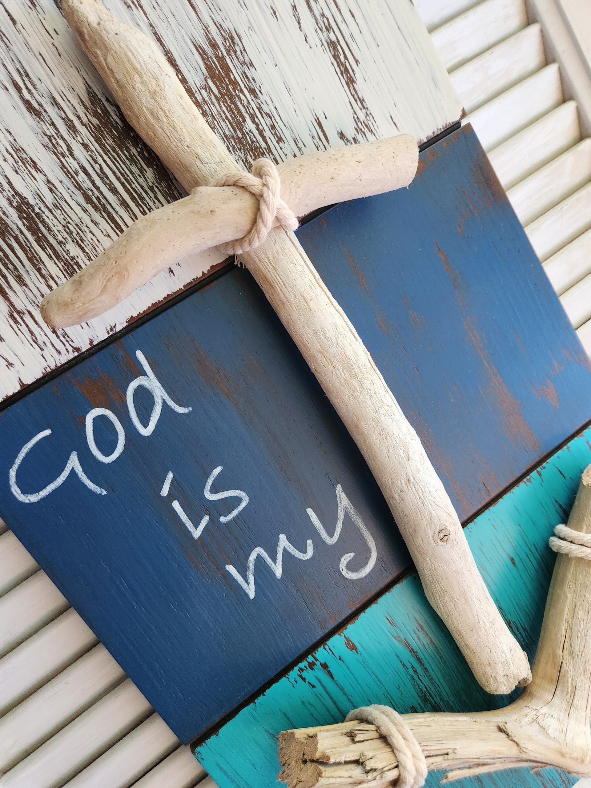 Rustic Driftwood Anchor Wall Decor | Christian Coastal Wall Art - Image 2