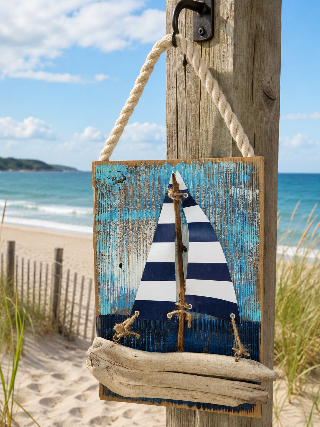 Handmade Driftwood Sailboat Wall Decor – Coastal Nautical Art - Made in the USA
