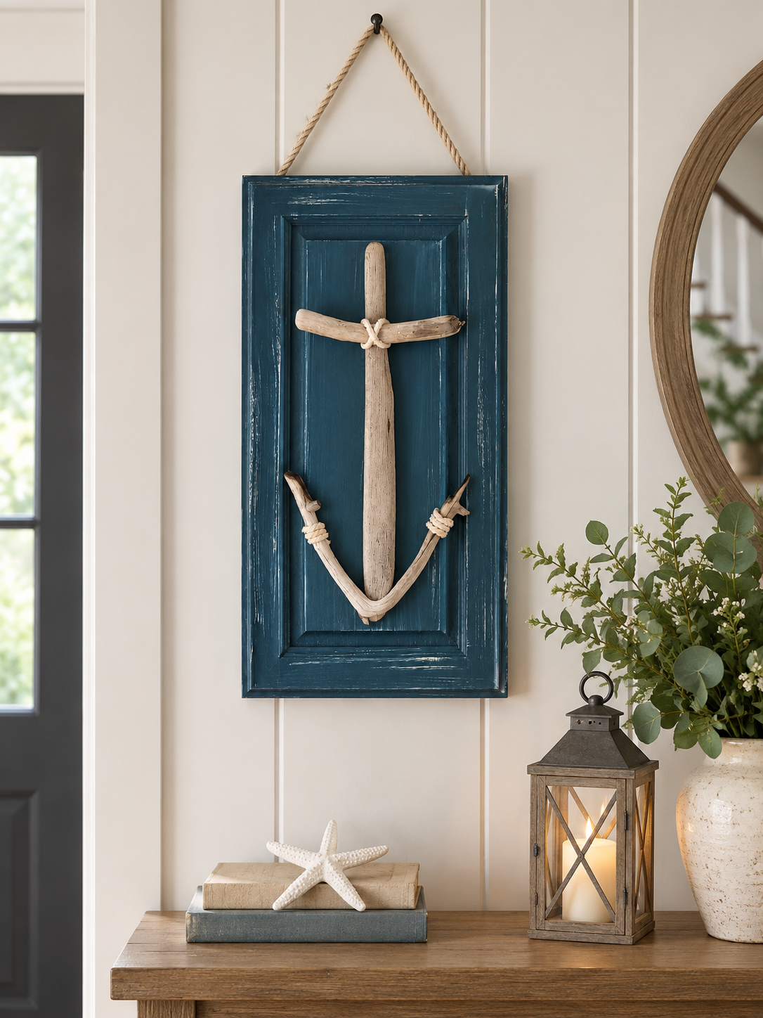 Handmade Driftwood Anchor Wall Decor | Coastal Nautical Wall Art