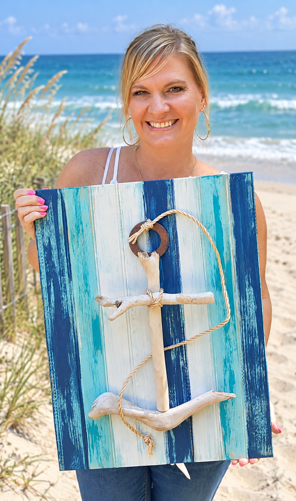 Handmade Driftwood Anchor Wall Art – Coastal Beach House Nautical Decor - Made in the USA - Image 4