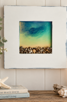 Handmade Michigan Beach Stone & Epoxy Coastal Wall Art